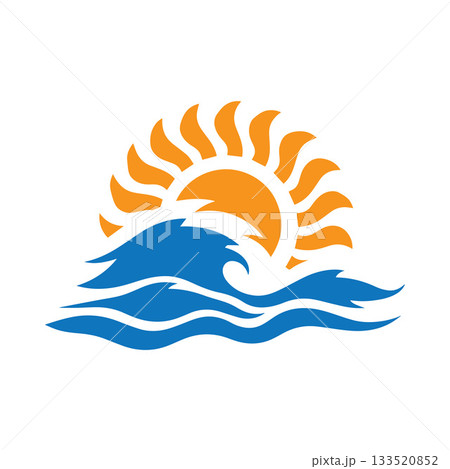 Sharp Minimalist Wave Crest Logo Under A Flat Sun Disc Shape 133520852