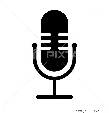 Circular Podcast Emblem Showing Radiating Sound Waves Around Microphone 133521052
