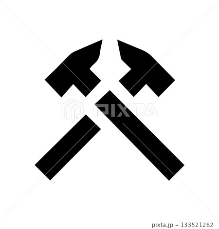 Fractured Style Crossed Hammer Logo Showing Raw Impact Strength and Industrial Toughness Fractured Style Crossed Hammer Logo Showing Raw Impact Strength and Industrial Toughness 133521282