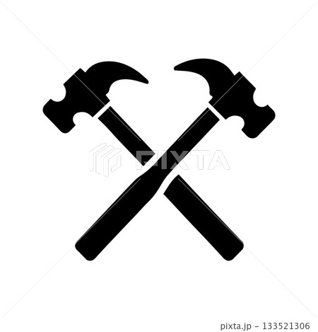 Bold Blocky Hammer Emblem Representing Power Stability and Rugged Craft Identity Bold Blocky Hammer Emblem Representing Power Stability and Rugged Craft Identity 133521306