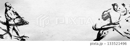 野球の墨絵イラスト 133521496