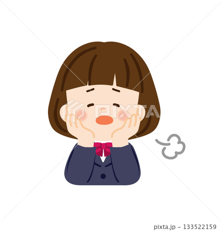 ため息をつく頬杖をついた女子生徒　バストアップ 133522159