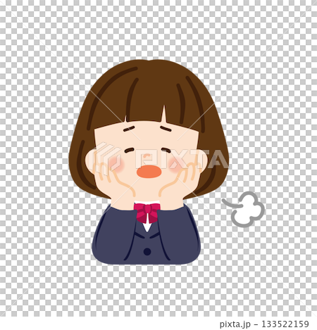 ため息をつく頬杖をついた女子生徒　バストアップ 133522159