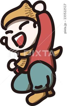 ガッツポーズするこどものイラスト　カラフルバージョン 133522517