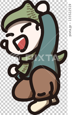 深色版兒童揮舞拳頭的插圖 133522519