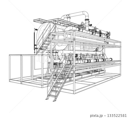 Industrial Machinery Blueprint. Vector 133522581