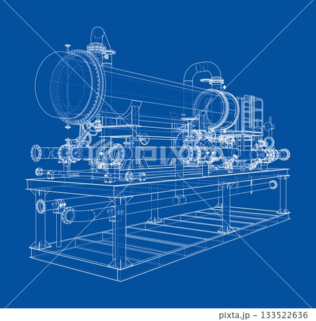 Industrial Machine Blueprint. Vector Industrial Machine Blueprint. Vector 133522636