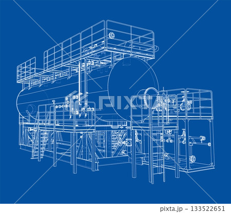 Industrial Tank Blueprint. Vector Industrial Tank Blueprint. Vector 133522651