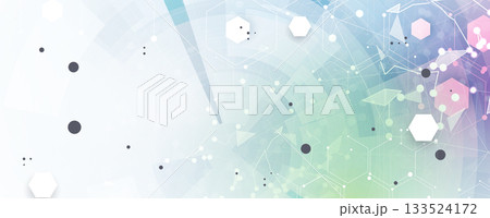 Abstract medical or science hexagons background, DNA strands, connected neural web Abstract medical or science hexagons background, DNA strands, connected neural web 133524172