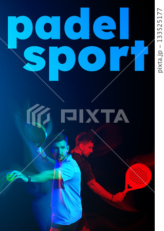 Exciting padel sport action captured with vibrant colors and dynamic motion 133525177