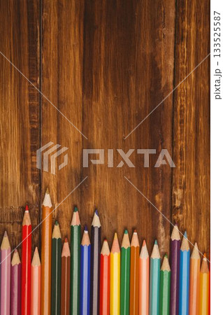 Color pencils on wooden table Color pencils on wooden table 133525587