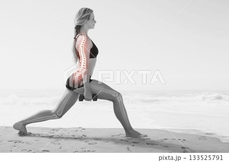 Side view of woman working out with dumbbells 133525791
