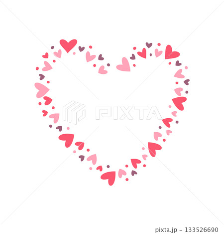 Romantic Heart Frame Made of Pink and Red Hearts for Valentine s Day and Wedding Design 133526690