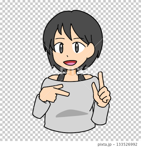 にこやかに説明する女性 133526992