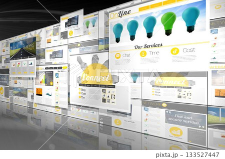 Screen collage showing business advertisement 133527447