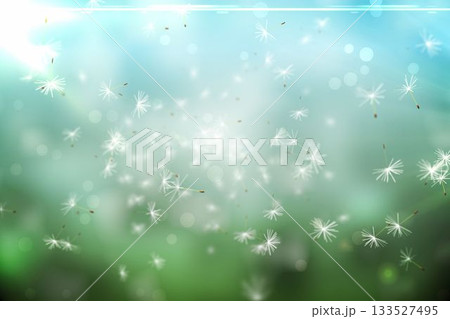Digitally generated dandelion seeds on green background Digitally generated dandelion seeds on green background 133527495