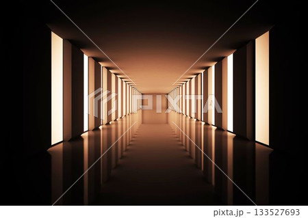 Lit up black modern hallway Lit up black modern hallway 133527693