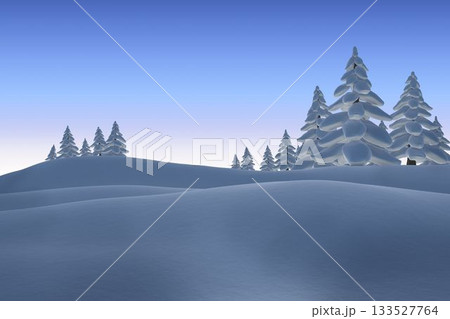 Snowy landscape with fir trees Snowy landscape with fir trees 133527764