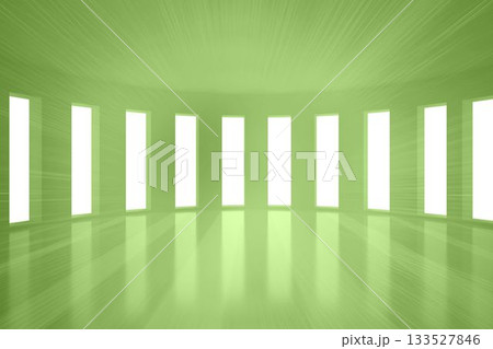 Bright green room with windows 133527846