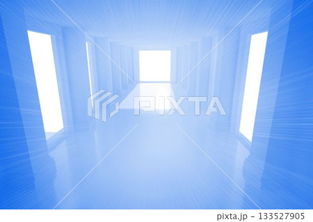 Bright blue room with windows 133527905