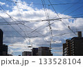 路面電車の交差する沢山の架線 133528104