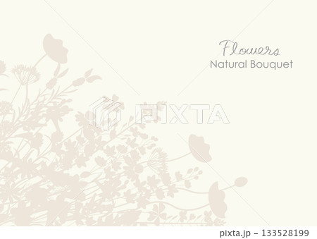 ナチュラルでシックな草花シルエットの背景イラスト ナチュラルでシックな草花シルエットの背景イラスト 133528199