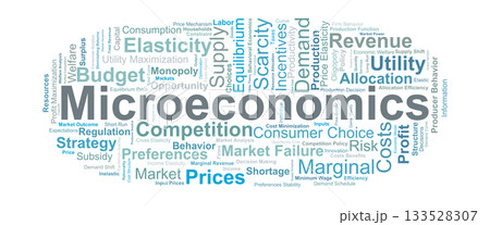 Microeconomics Word Cloud. Core Terms on Markets, Decisions, and Economic Behavior 133528307