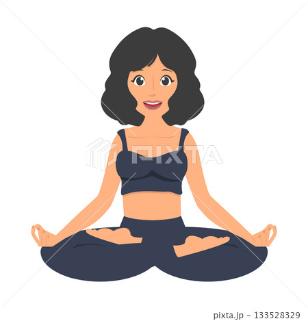 Illustration of Woman in Lotus Position 133528329