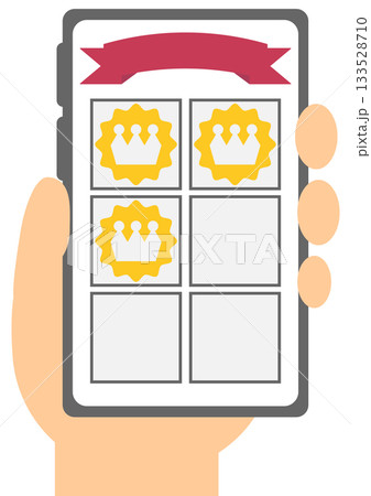 スマートフォンでスタンプラリーなどスタンプカードが表示されているイメージ素材 133528710