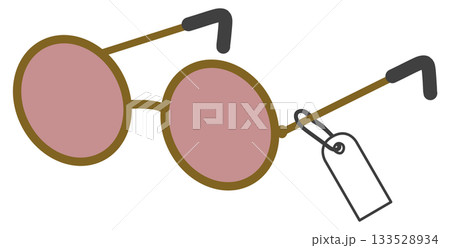 Round Hippie-Style Glasses with Pink Lenses and Price Tag illustration Round Hippie-Style Glasses with Pink Lenses and Price Tag illustration 133528934