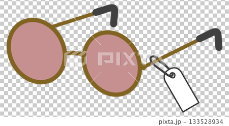 Round Hippie-Style Glasses with Pink Lenses and Price Tag illustration Round Hippie-Style Glasses with Pink Lenses and Price Tag illustration 133528934