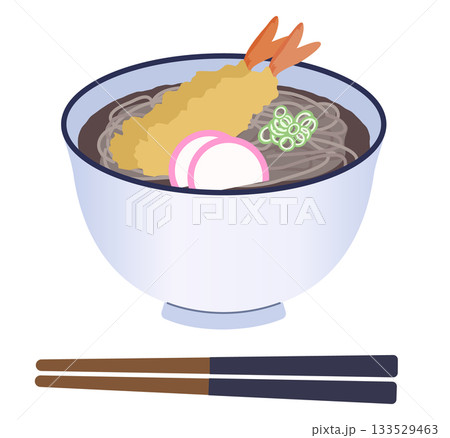 えび天がのっているお蕎麦のイラスト 133529463