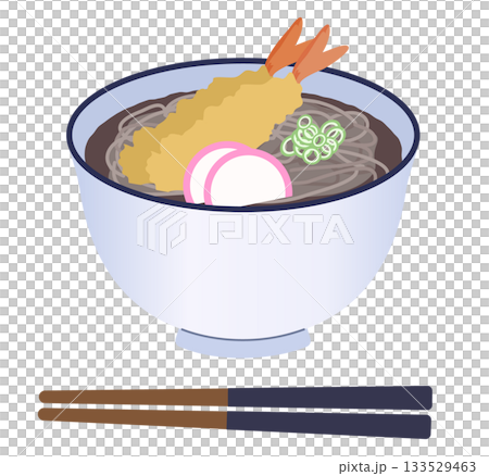 えび天がのっているお蕎麦のイラスト 133529463