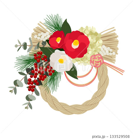 椿のしめ縄飾り 133529508