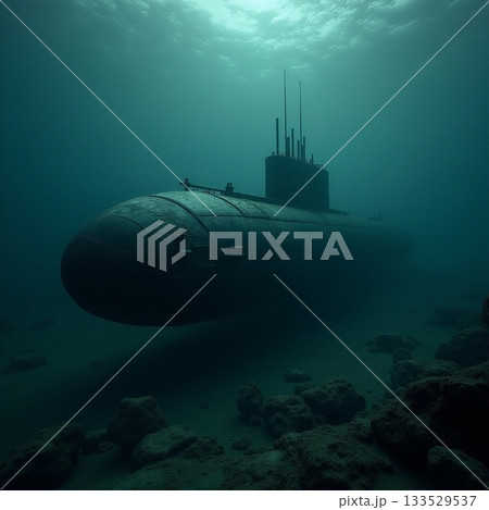 Submersible resting on the ocean floor Generative AI Submersible resting on the ocean floor Generative AI 133529537