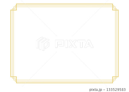 Gold asian Korean traditional frames, line borders with knot corners ornament. Decoration border, divider for banner, certificate. 133529583