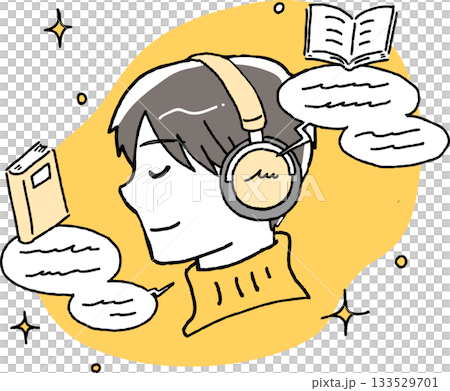 男人正在聽有聲書 男人正在聽有聲書 133529701