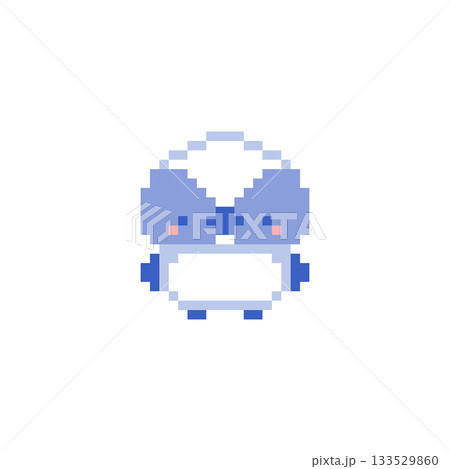 青色シマエナガの雛のドット絵 133529860