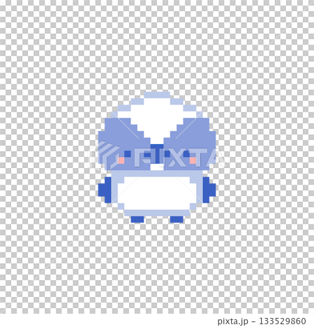 青色シマエナガの雛のドット絵 133529860