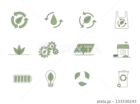 Set of icons for ecology theme. Flat vector illustration. 133530243