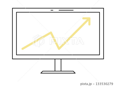 Growing graph on a computer monitor icon. Vector illustration. Growing graph on a computer monitor icon. Vector illustration. 133530279