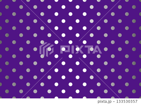 Seamless polka-dot pattern in gradient silver tones arranged across a dark purple background, create a subtle vignette effect. Seamless polka-dot pattern in gradient silver tones arranged across a dark purple background, create a subtle vignette effect. 133530357