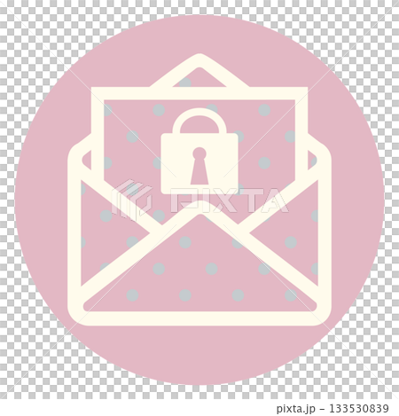 Simple email icon, key, pink polka dots 133530839