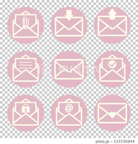 Mail simple icon set pink polka dots Mail simple icon set pink polka dots 133530844