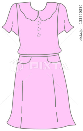 Pink Dress with Scalloped Peter Pan Collar Illustration Pink Dress with Scalloped Peter Pan Collar Illustration 133530850
