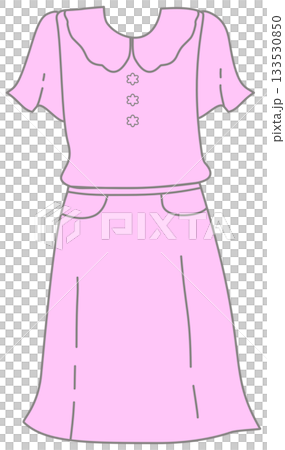 Pink Dress with Scalloped Peter Pan Collar Illustration Pink Dress with Scalloped Peter Pan Collar Illustration 133530850