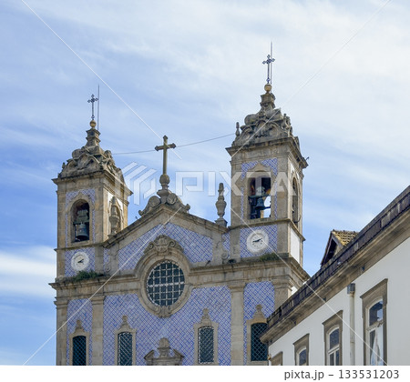 Igreja de Santo Ildefonso church in Porto Portugal with twin towers and blue azulejo tiles. Baroque Igreja de Santo Ildefonso church in Porto Portugal with twin towers and blue azulejo tiles. Baroque 133531203