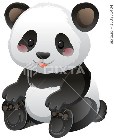 Cute Baby Panda Sitting with Playful Expression 133531404