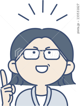 ひらめく40代ビジネスウーマンのイラスト　煽りアングル 133531827