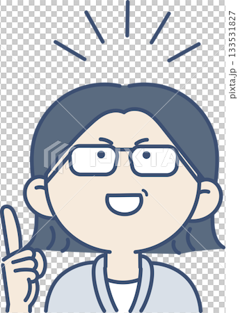 ひらめく40代ビジネスウーマンのイラスト　煽りアングル 133531827